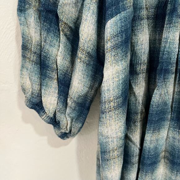 Anthropologie Maeve Cavalon Plaid Peplum Tunic Top Blue Size XSmall - Picture 7 of 9